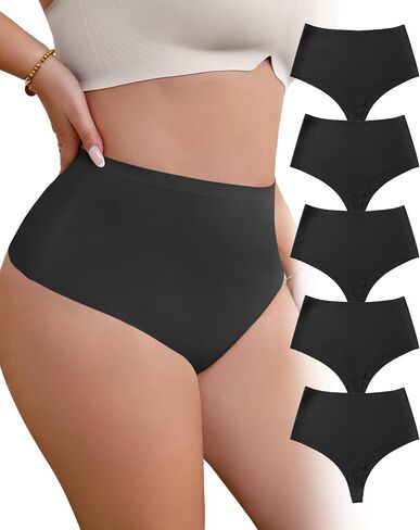 High waisted thong underwear for women Plus size seamless thongs for curvy women No show Panties in Saudi Arabia
