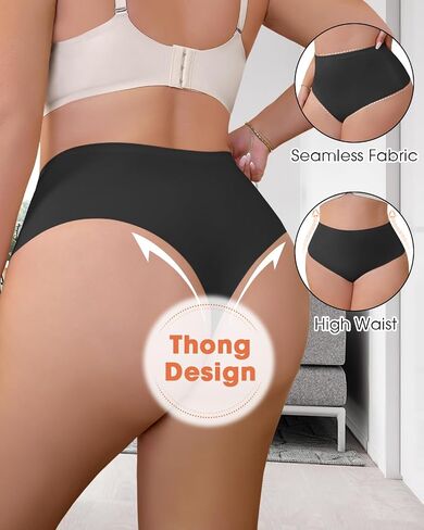 High waisted thong underwear for women Plus size seamless thongs for curvy women No show Panties in Saudi Arabia
