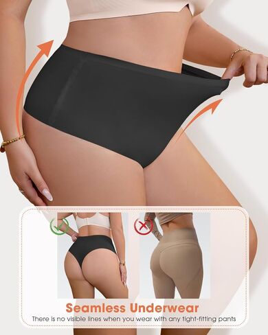 High waisted thong underwear for women Plus size seamless thongs for curvy women No show Panties in Saudi Arabia