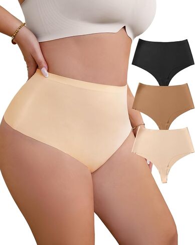 High waisted thong underwear for women Plus size seamless thongs for curvy women No show Panties in Saudi Arabia