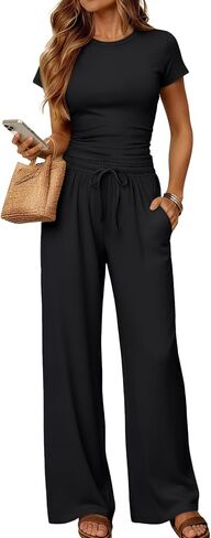 LILLUSORY Sweat Sets for Women Airport Travel Two Piece Matching Lounge Set Sweatsuit Outfit in Kuwait