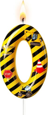 Construction Truck Themed Number 2 Birthday Candle - Yellow & Black Construction Zone Cake Topper for Birthday Decorations Supplies, Construction Party Favors (Construction Truck Themed, 2) in Kuwait
