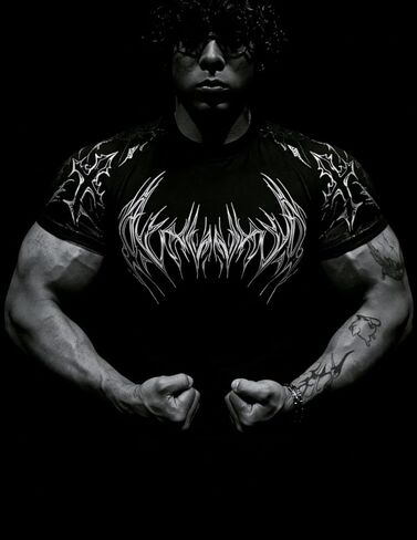 Lsweioad Mens Gothic Skinny Compression T-Shirt Cybersigils Gym Tee Shirt Quick Dry Rock Graphic Punk Workout Summer Top in Kuwait
