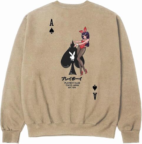 Playboy Ace Of Spades Crewneck Sweatshirt, Color Bars Collab, Long Sleeve, 80% Cotton 20% Polyester, Unisex, Streetwear in Saudi Arabia