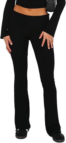 Fawjsais Flare Leggings for Women Skinny Fold Over Leggings Bootcut Yoga Pants Low Rise Sweatpants in Saudi Arabia