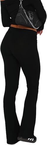 Fawjsais Flare Leggings for Women Skinny Fold Over Leggings Bootcut Yoga Pants Low Rise Sweatpants in Saudi Arabia