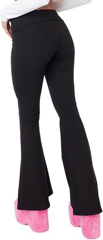 Fawjsais Flare Leggings for Women Skinny Fold Over Leggings Bootcut Yoga Pants Low Rise Sweatpants in Saudi Arabia