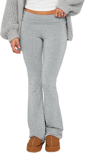 Fawjsais Flare Leggings for Women Skinny Fold Over Leggings Bootcut Yoga Pants Low Rise Sweatpants in Saudi Arabia