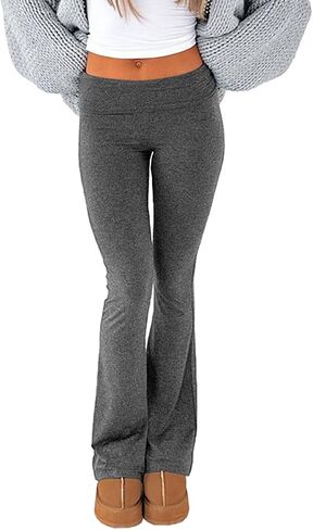 Fawjsais Flare Leggings for Women Skinny Fold Over Leggings Bootcut Yoga Pants Low Rise Sweatpants in Saudi Arabia