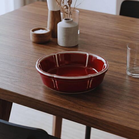 7.8" Oxblood Red Ceramic Decorative Bowl for Kitchen & Entryway Table, Fruit and Keys(Red) in Saudi Arabia