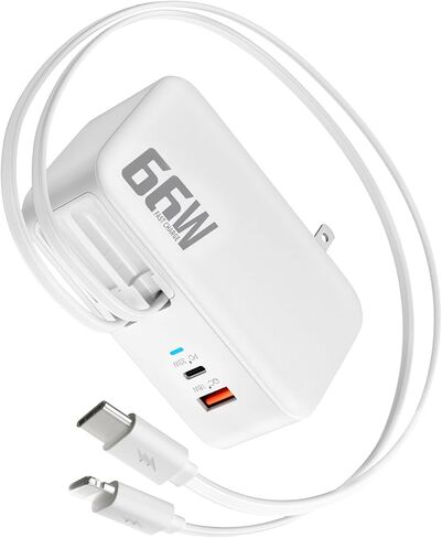 4 in 1 Fast Car Phone Charger, 66W Retractable Car Charger,2 Retractable Cables and USB Car Charger,Compatible with iPhone 16/15/14/13/12/11(Only Cable for iPhone+TypeC) in Kuwait
