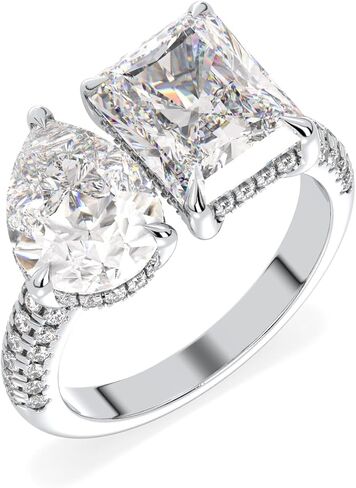Certified 4.4 - 15.6 Carat Moissanite Engagement Ring for Women, D Color, VVS1 Clarity 925 Sterling Silver with 18K White Gold Plating Solitaire Bridal Ring for Wedding, Anniversary, Mother’s Day Gift in Saudi Arabia