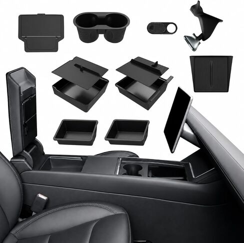 7PCS Center Console Organzier Tray for Tesla Model 3 Highland 2024, Armrest Hidden Storage Box Cup Holder Wireless Charger Pad for Tesla Model 3 Accessories 2024 in Kuwait