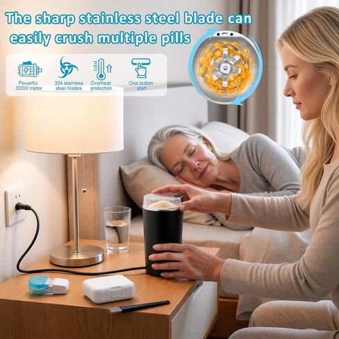Electric Pill Crusher, Suitable for Grind and Pulverize Multiple Pills, Electric Pill Crusher Fine Powder, Small or Large Medication Tablets to Fine Powder for Elderly and Pets in Saudi Arabia