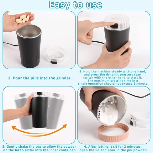 Electric Pill Crusher, Suitable for Grind and Pulverize Multiple Pills, Electric Pill Crusher Fine Powder, Small or Large Medication Tablets to Fine Powder for Elderly and Pets in Saudi Arabia