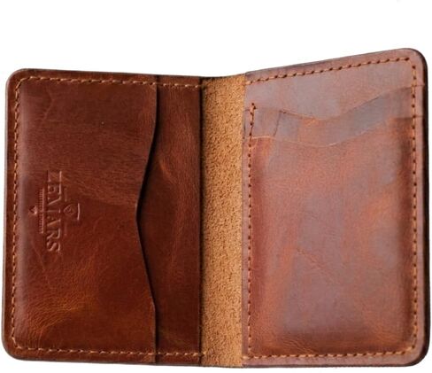 Slim Wallet for Men, Crazy Leather Minimalist Bifold Wallet, Scratch-Resistant Front Pocket Card Holder with Cash Slot, Compact Small Wallet (Tan) in Kuwait