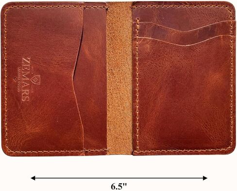 Slim Wallet for Men, Crazy Leather Minimalist Bifold Wallet, Scratch-Resistant Front Pocket Card Holder with Cash Slot, Compact Small Wallet (Tan) in Kuwait