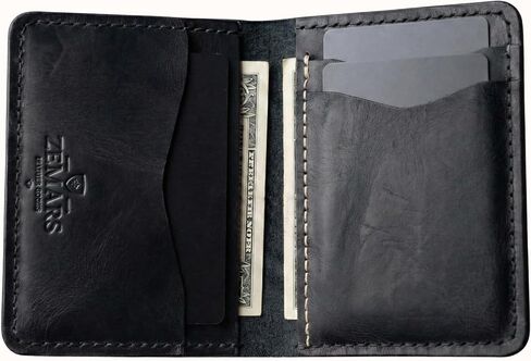 Slim Wallet for Men, Crazy Leather Minimalist Bifold Wallet, Scratch-Resistant Front Pocket Card Holder with Cash Slot, Compact Small Wallet (Tan) in Kuwait
