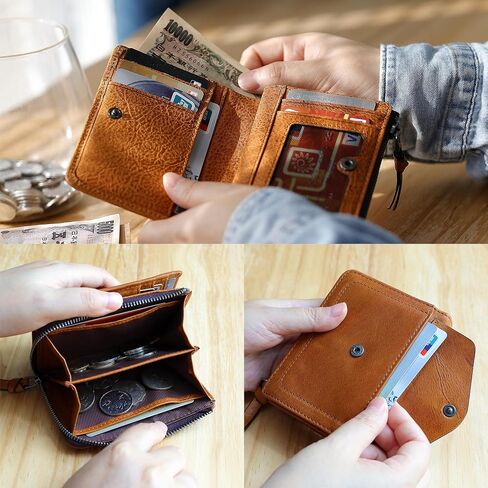 IJUN Full Grain Leather Handmade Small Bifold Wallet for Men | Premium Vegetable-Tanned Leather | Rich Patina & Unique Character | Timeless Vintage Style in Saudi Arabia
