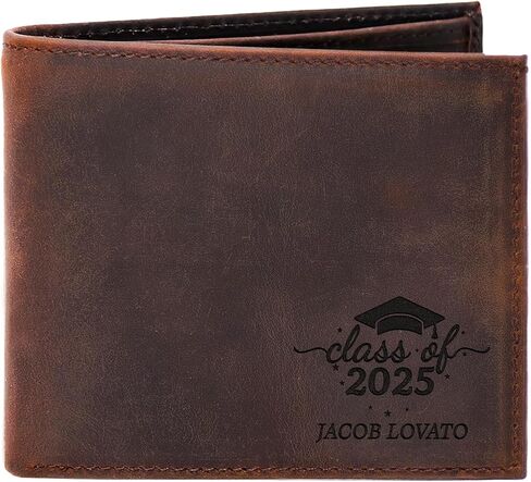 Personalized Graduation Leather Wallet for Son Brother, High School Graduation Gifts from Mom Dad Sister, Custom College Graduate Gifts for Him Boyfriend, Class of 2026 - Senior 2027 Gift for Stepson in Kuwait