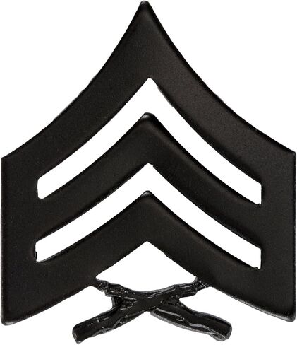 Marine Chevron Sergeant SGT E5 22K Black Metal Rank Pin On Pair in Kuwait