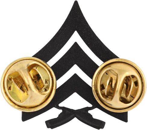 Marine Chevron Sergeant SGT E5 22K Black Metal Rank Pin On Pair in Kuwait