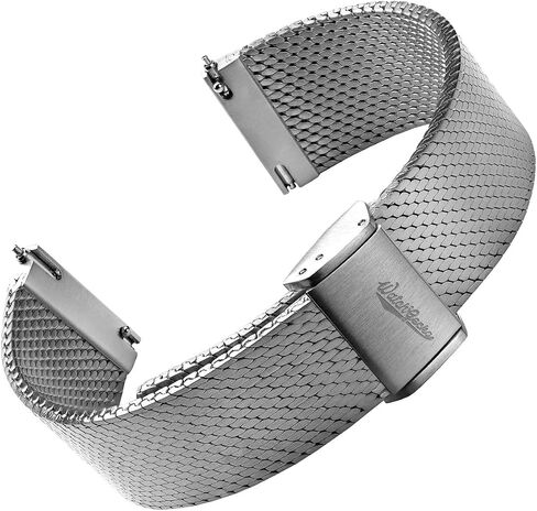 WatchGecko Calibre 1960 Steel Mesh Watch Strap | Water-Ground Steel Mesh Men's Replacement Watch Band, Lightweight And Durable, Quick Release Spring Bars, Classic Style in Saudi Arabia