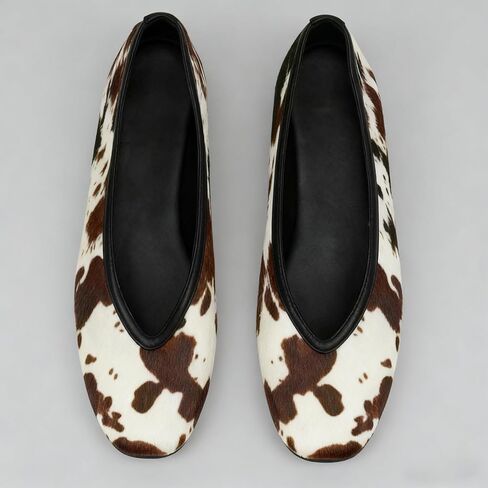 KISSASA Ballet Flats Shoes for Women Closed Square Toe Ballerina Shoes Slip on Work Office Casual Comfortable Dress Falts Cow Print Size 7 in Saudi Arabia