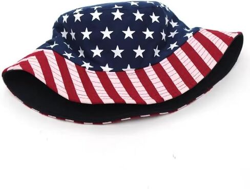 Patriotic Bucket Hat for Women Men - Stars and Stripes Fisherman Cap for 4th of July Independence Day Party in Saudi Arabia