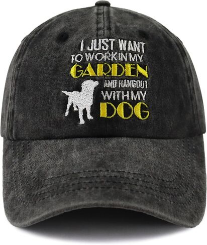 Dog Mom Dad Baseball Cap, I Just Want to Work in My Garden and Hangout with My Dog, Adjustable Embroidered Puppy Lovers Hat in Saudi Arabia