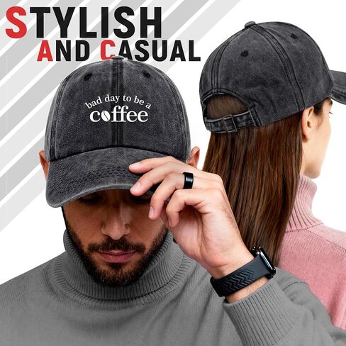 قبعة بيسبول قطنية مطبوعة بشكل مضحك من Bad Day to Be a Coffee، قبعة شمس للجنسين خفيفة الوزن ومسامية قابلة للتعديل، هدية لمحبي القهوة ومدير باريستا المشرف والصديق Bestie Coworker Boss in Kuwait
