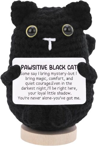 Emotional Positive Support Crochet - Black Cats Handmade Knitted Animals Inspirational Birthday Gifts for Women Mom Men Girl Boys Daughter Friend Mothers Day Graduation Christmas Decor in Kuwait