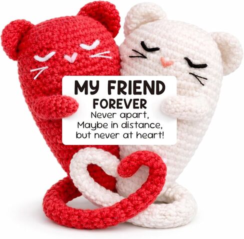 Busy Gaming Life Mothers Day Long Distance Friendship Birthday Gifts for Women Best Friend, Handcrafted Crochet Hugging Cats Keepsake, Moving Away Farewell Present for BFF Coworkers in Saudi Arabia
