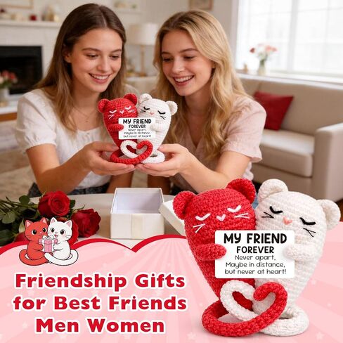Busy Gaming Life Mothers Day Long Distance Friendship Birthday Gifts for Women Best Friend, Handcrafted Crochet Hugging Cats Keepsake, Moving Away Farewell Present for BFF Coworkers in Saudi Arabia