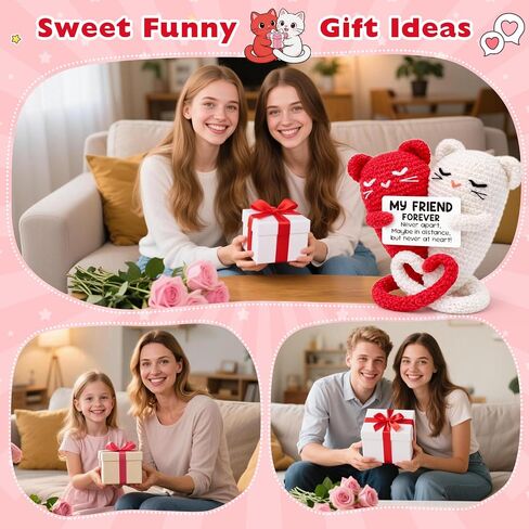 Busy Gaming Life Mothers Day Long Distance Friendship Birthday Gifts for Women Best Friend, Handcrafted Crochet Hugging Cats Keepsake, Moving Away Farewell Present for BFF Coworkers in Saudi Arabia