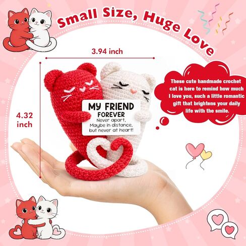 Busy Gaming Life Mothers Day Long Distance Friendship Birthday Gifts for Women Best Friend, Handcrafted Crochet Hugging Cats Keepsake, Moving Away Farewell Present for BFF Coworkers in Saudi Arabia