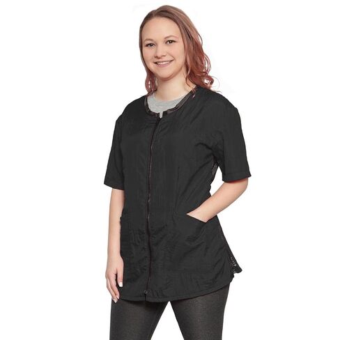 Mesh Back Salon Jacket Black 2 pockets zipper (X-Large, Black) in Saudi Arabia