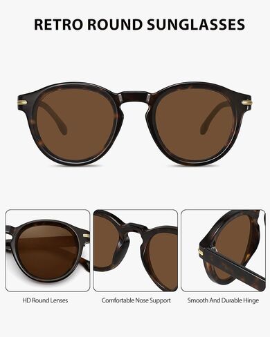Trendy Retro Round Sunglasses for Women,Classic Circle Glasses Vintage Shades UV400 Protecion in Kuwait
