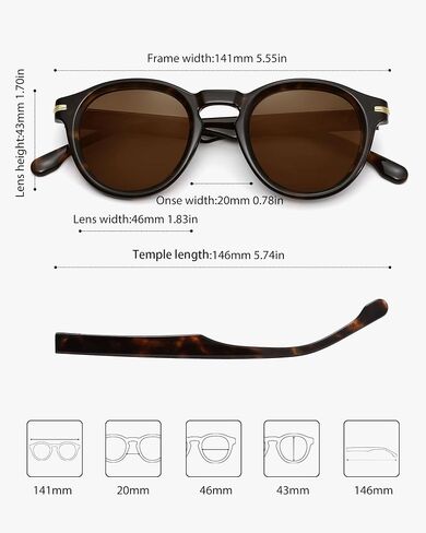 Trendy Retro Round Sunglasses for Women,Classic Circle Glasses Vintage Shades UV400 Protecion in Kuwait