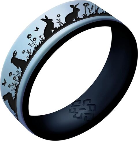 Knot Theory Bunnies Silicone Ring for Women - Champagne Gold, Baby Blue, Lavender Purple Breathable Dual Layer Comfort Fit 6mm Bandwidth in Saudi Arabia