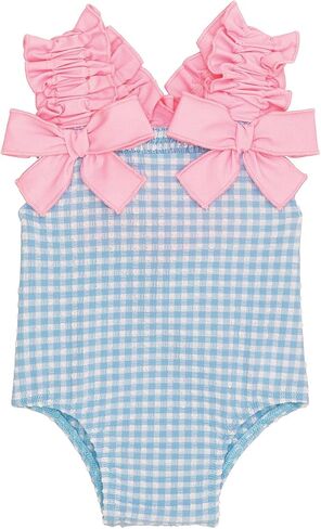 Mud Pie Toddler Girl Crinkle Check Baby One Piece Swimsuit in Saudi Arabia