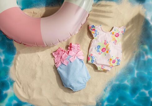 Mud Pie Toddler Girl Crinkle Check Baby One Piece Swimsuit in Saudi Arabia