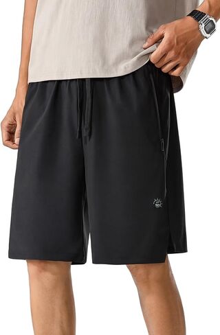 Mens Athletic Workout Shorts, Lightweight Quick Dry Sports Shorts with 2 Zipper Pockets, Outdoor Wear for Hiking in Kuwait