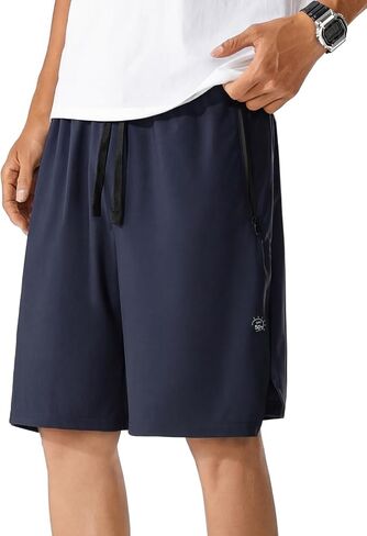 Mens Athletic Workout Shorts, Lightweight Quick Dry Sports Shorts with 2 Zipper Pockets, Outdoor Wear for Hiking in Kuwait