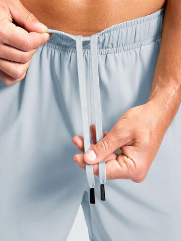 2 Pack Men's Athletic Running Shorts Quick Dry Workout Gym Shorts with Zipper Pockets Adjustable Drawstring in Kuwait