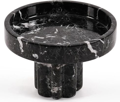 Marble Tray with Legs 6" Dia x 4" H, Black Zebra Round Stone Vanity Tray for Perfume Jewelry & Makeup Decorative Countertop Organizer for Bathroom and Mothers Day Home Decor in Kuwait