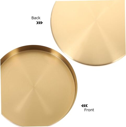 PartyKindom Modern Round Metal Storage Tray 7.87 Inch Gold Decorative Serving Tray for Jewelry Makeup Organizer Coffee Table Display in Kuwait