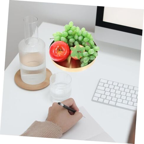 PartyKindom Modern Round Metal Storage Tray 7.87 Inch Gold Decorative Serving Tray for Jewelry Makeup Organizer Coffee Table Display in Kuwait