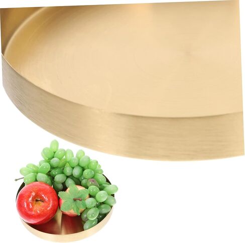 PartyKindom Modern Round Metal Storage Tray 7.87 Inch Gold Decorative Serving Tray for Jewelry Makeup Organizer Coffee Table Display in Kuwait