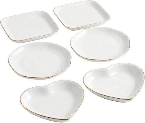 6 Pcs Ceramic Jewelry Tray, Decorative Trinket Dish for Jewelry Storage, Bridal Shower, Weddings, Birthdays Gifts (Assorted Sizes 4-4.6 Inch, White) in Saudi Arabia